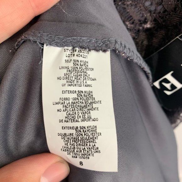 NWT Xscape Gray Ruffle Avant Garde Lace Dress - Picture 5 of 6